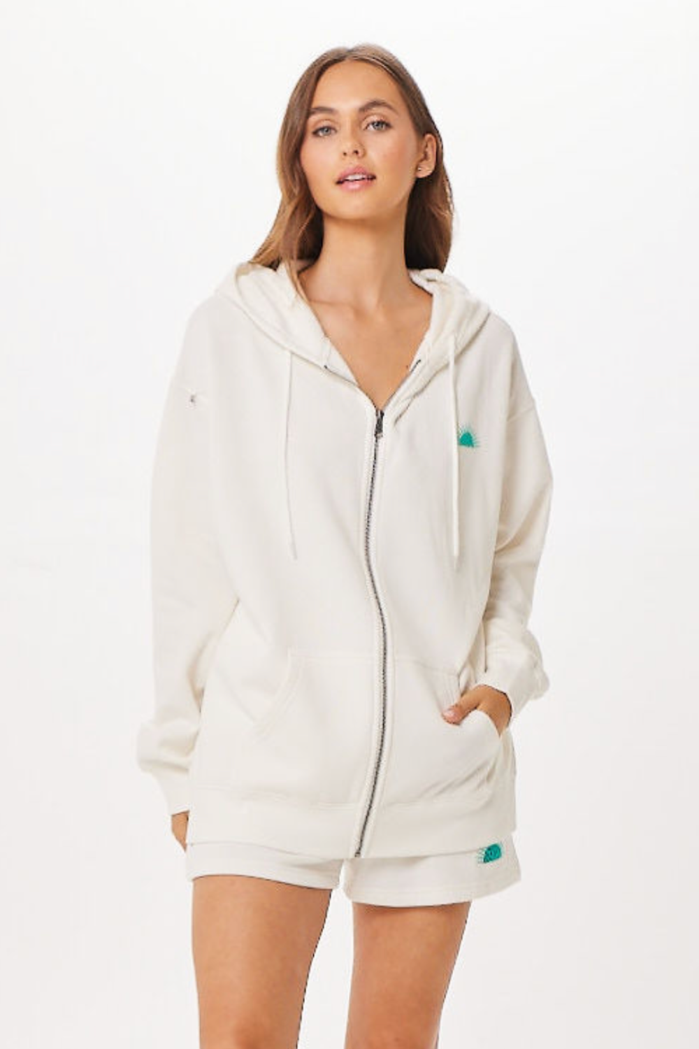 White Vintage Havana White St. Barth Jet Setter Surf Wash Zip Up