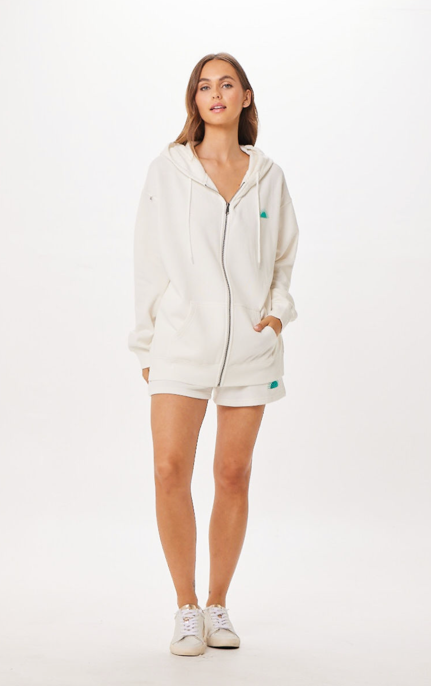 White Vintage Havana White St. Barth Jet Setter Surf Wash Zip Up