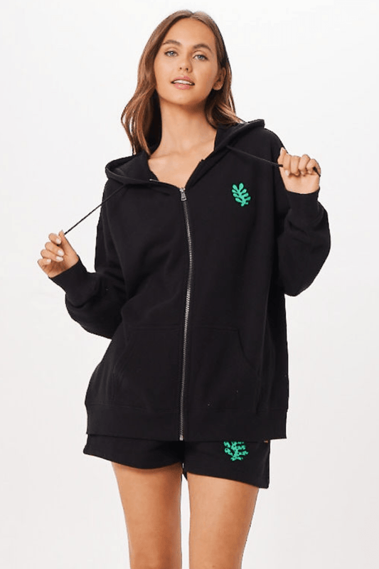 Black Vintage Havana Black Tulum Jet Setter Surf Wash Zip Up