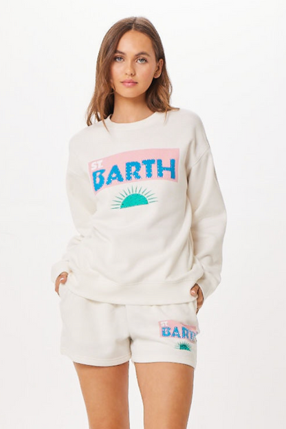 White Vintage Havana White St. Barth Jet Setter Surf Wash Crewneck