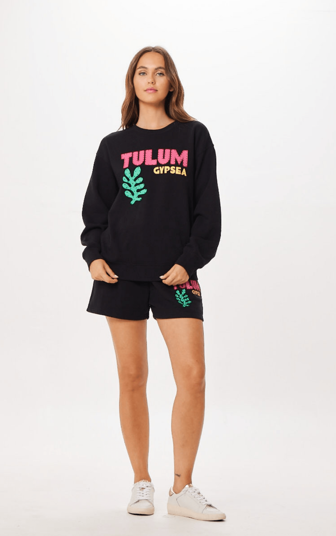 Black Vintage Havana Black Tulum Jet Setter Surf Wash Crewneck