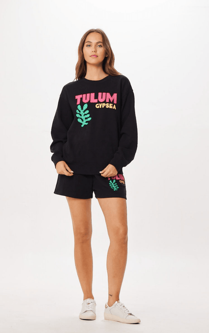 Black Vintage Havana Black Tulum Jet Setter Surf Wash Crewneck