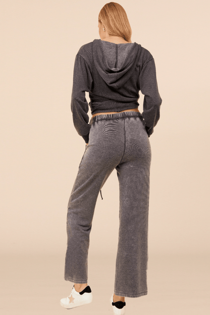 Grey Vintage Havana Heather Charcoal Lightweight Fleece Surplice Hoodie