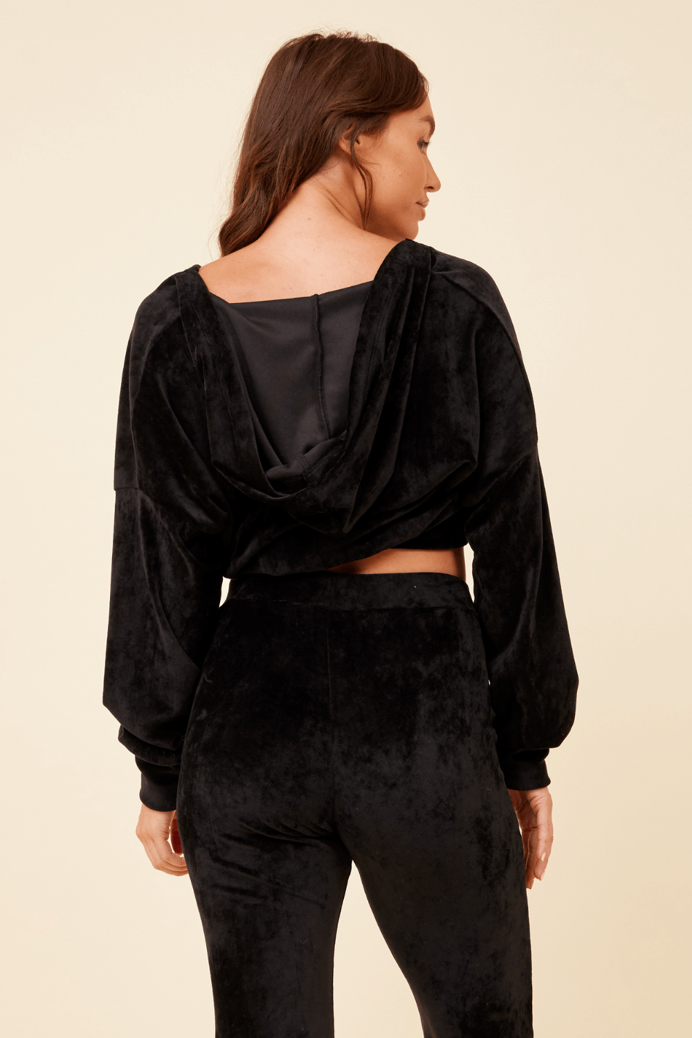 Black Vintage Havana Black Velour Surplice Hoodie