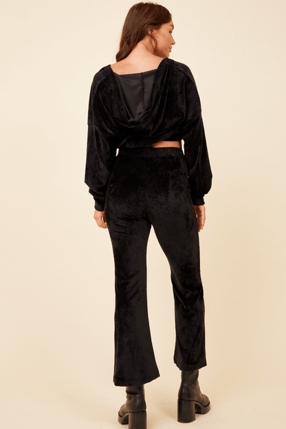 Black Vintage Havana Black Velour Surplice Hoodie