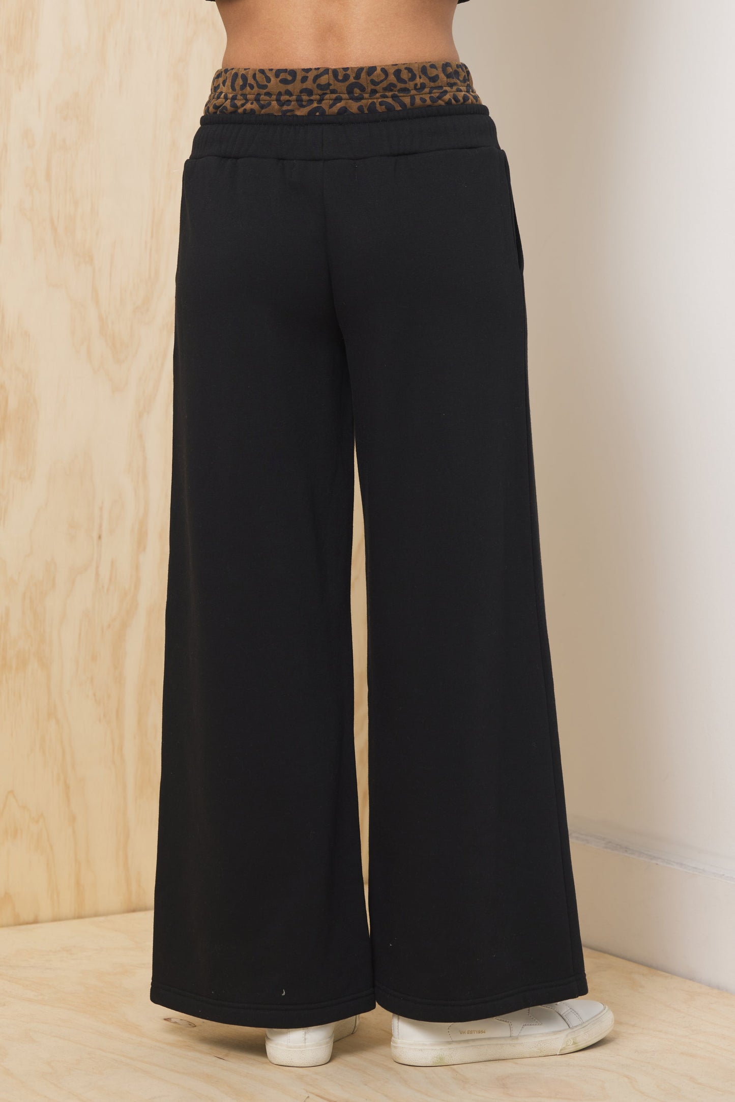 Black w/ Leopard Vintage Havana Heavy Surfwash Pant w/ Printed Double Waist
