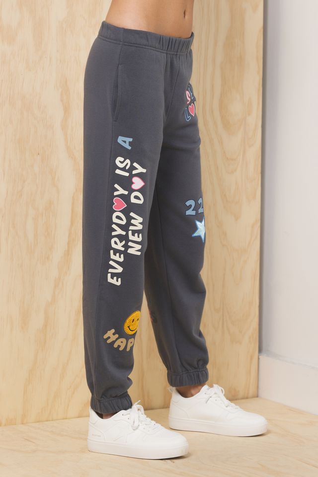 Charcoal w/ Multi Vintage Havana Printed Surf Wash Jogger w/ Patches