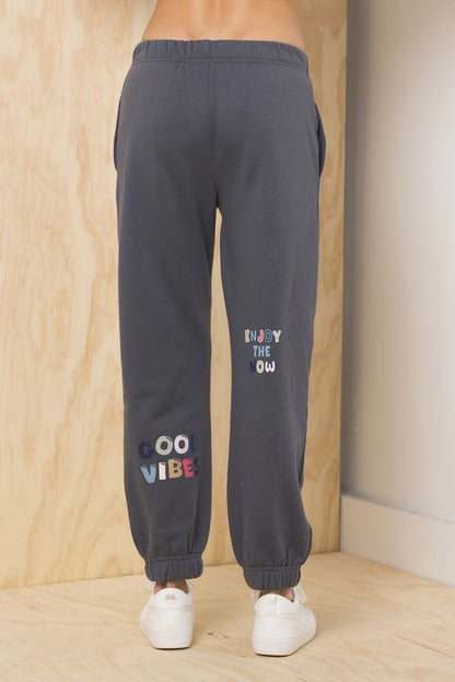 Charcoal w/ Multi Vintage Havana Printed Surf Wash Jogger w/ Patches