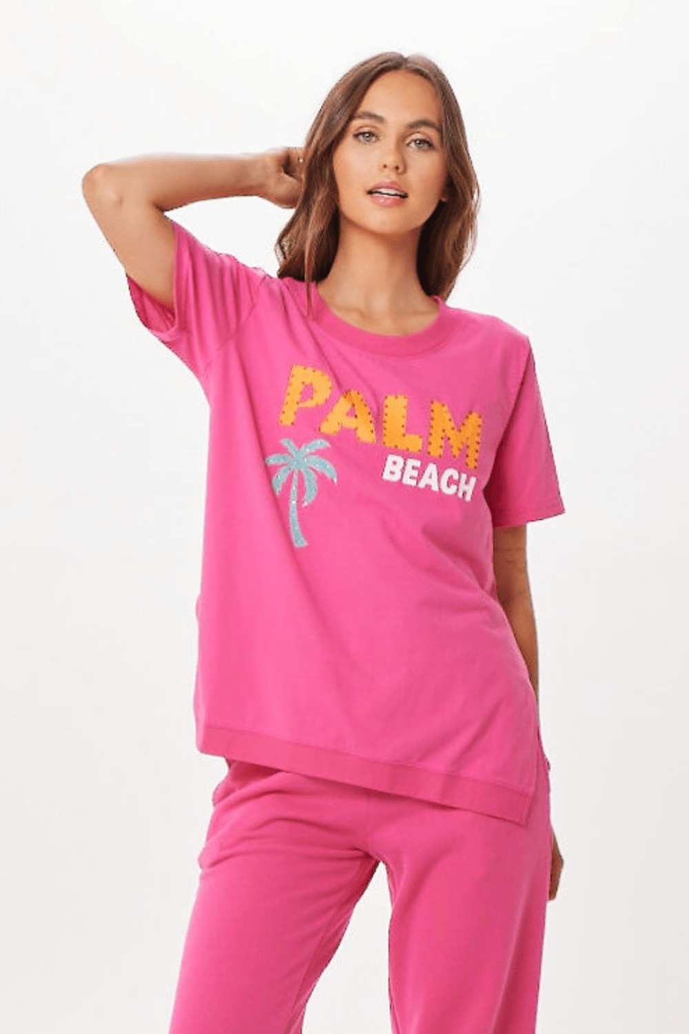 Hot Pink Vintage Havana Hot Pink Palm Beach Jet Setter T-Shirt