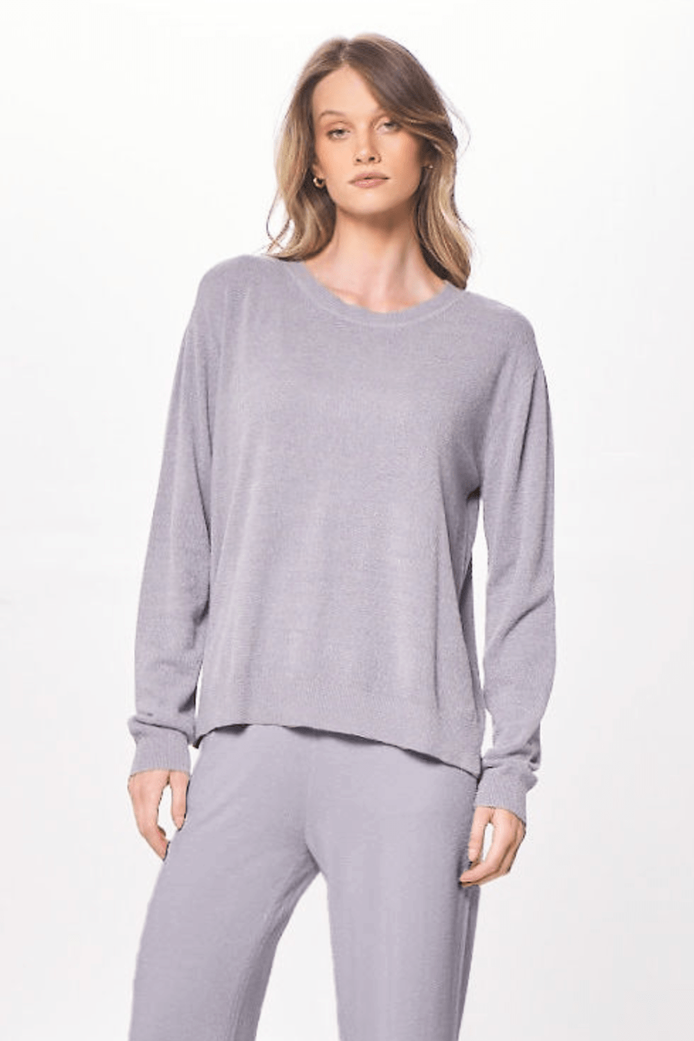 Cool Grey Vintage Havana Cool Grey Plush Knit Crewneck