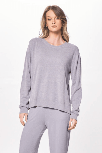 Cool Grey Vintage Havana Cool Grey Plush Knit Crewneck