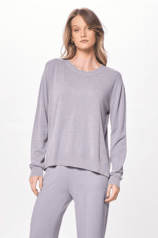 Cool Grey Vintage Havana Cool Grey Plush Knit Crewneck