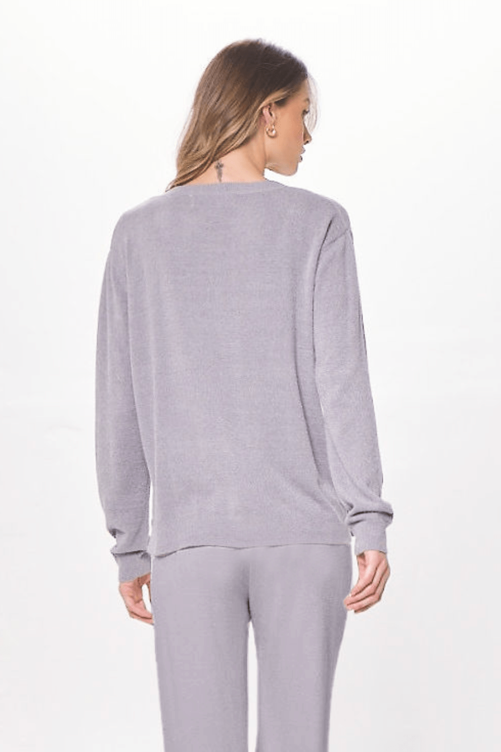Cool Grey Vintage Havana Cool Grey Plush Knit Crewneck