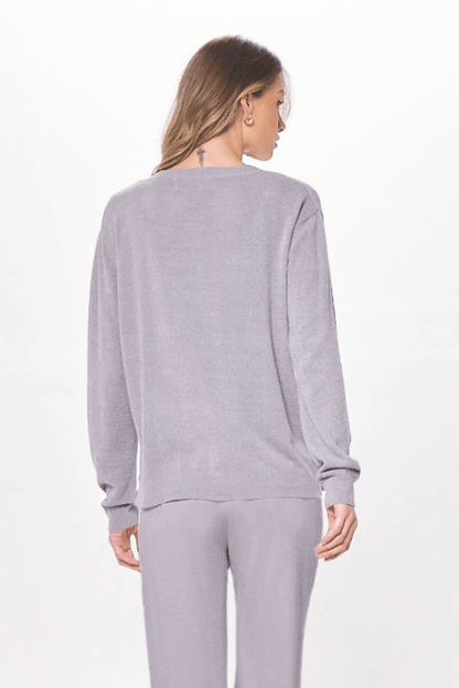 Cool Grey Vintage Havana Cool Grey Plush Knit Crewneck