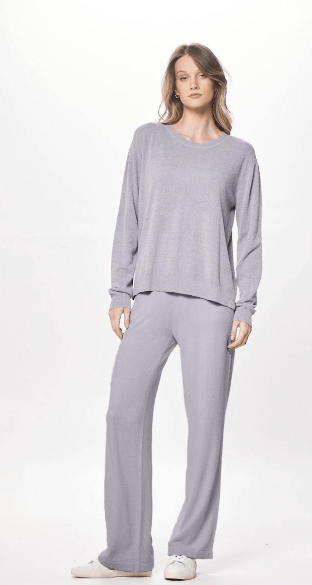 Cool Grey Vintage Havana Cool Grey Plush Knit Crewneck