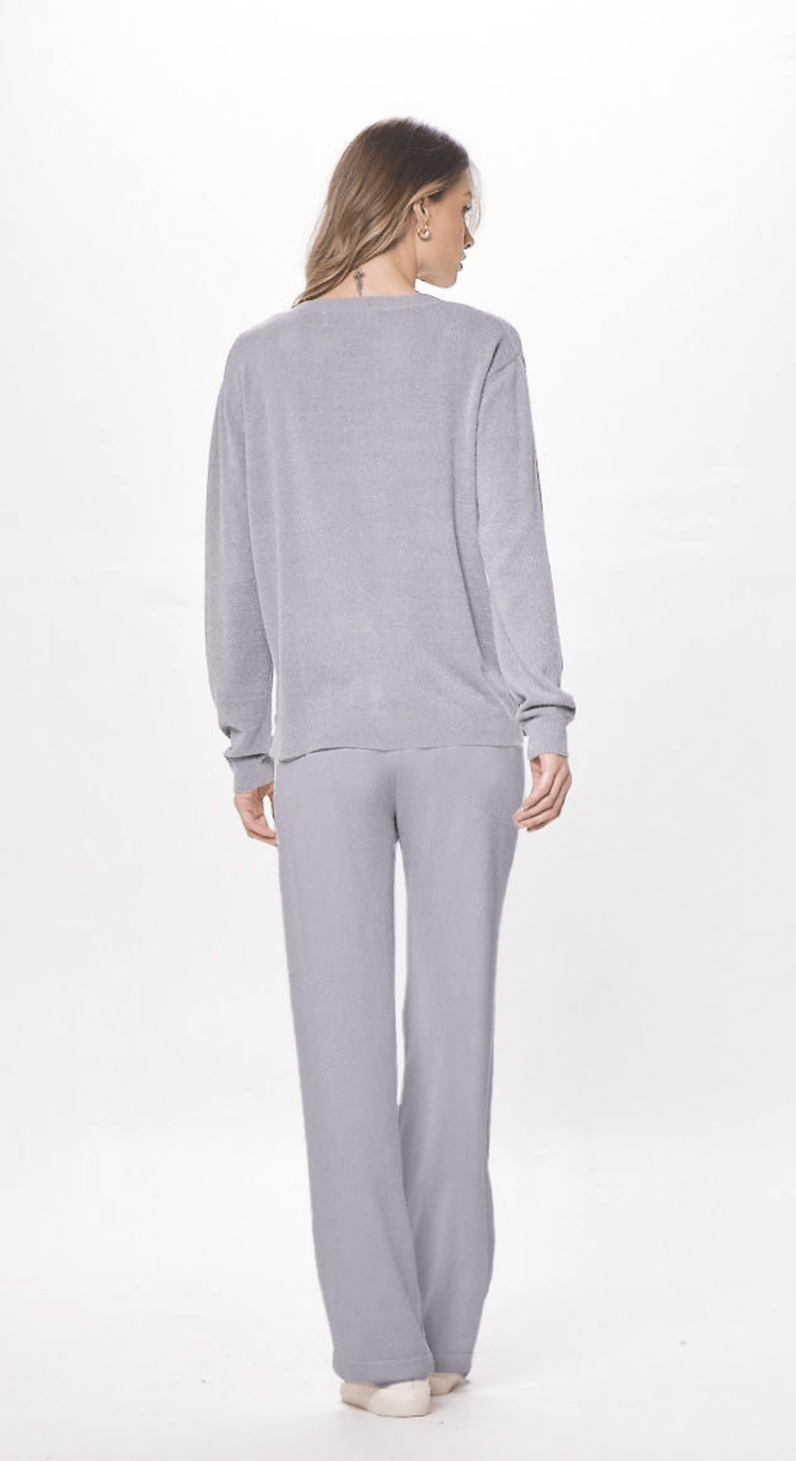 Cool Grey Vintage Havana Cool Grey Plush Knit Crewneck