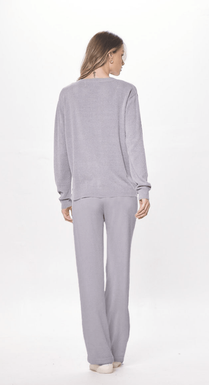 Cool Grey Vintage Havana Cool Grey Plush Knit Crewneck