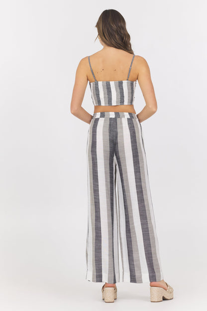 Black and White Vintage Havana Metallic Stripe Cut Out Tank