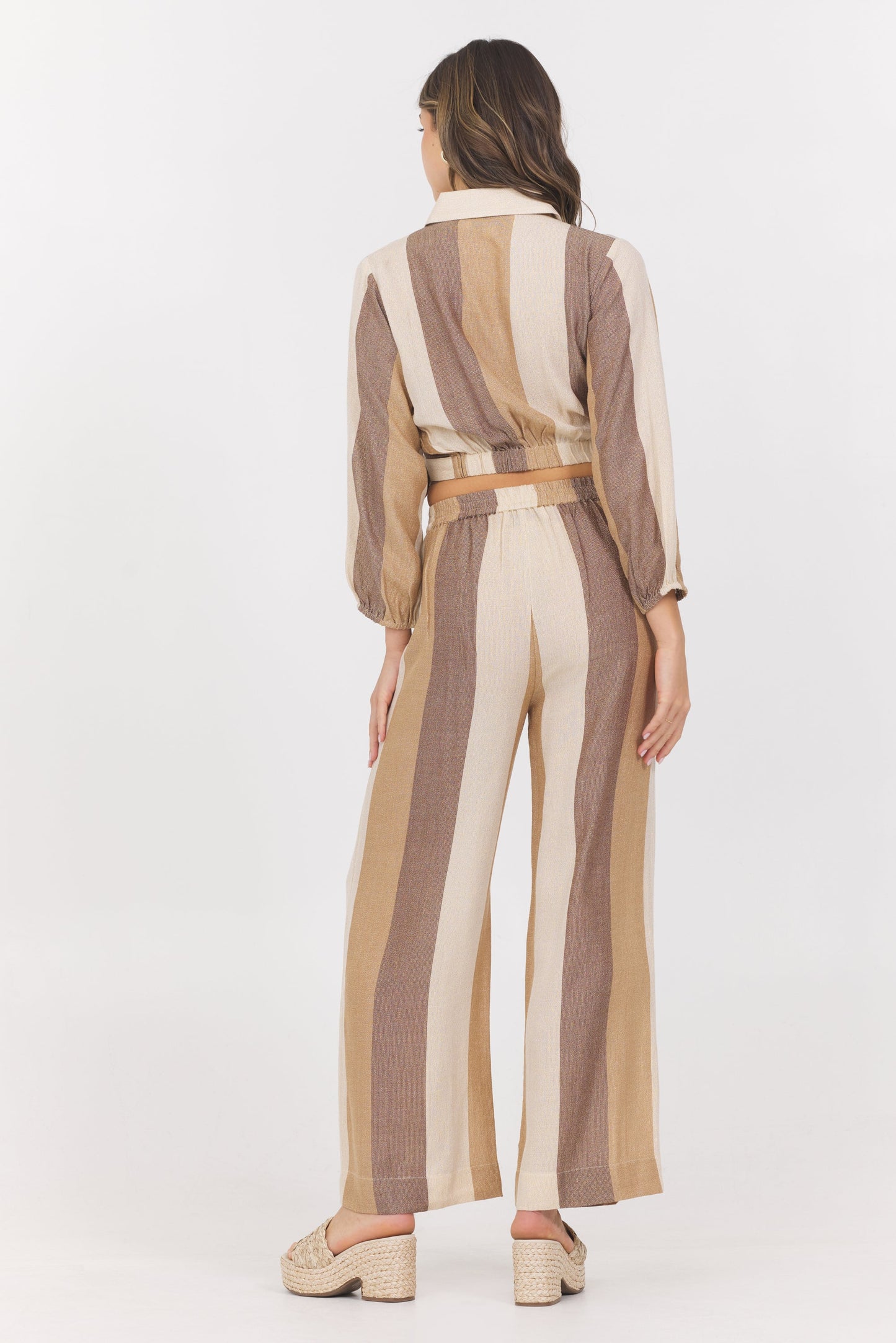 Cocoa Stripe Vintage Havana Woven Metallic Stripe Surplus Top