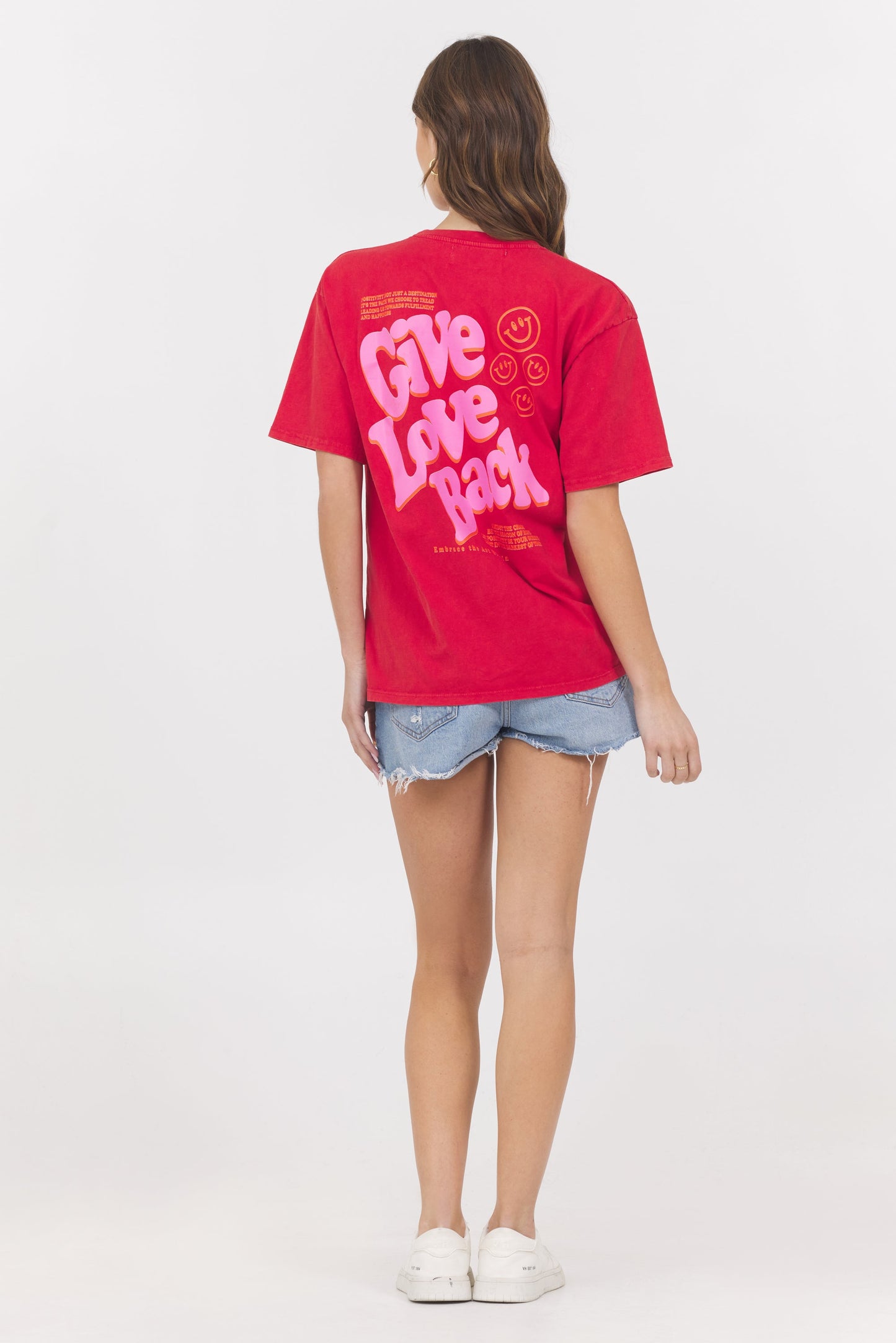 Red Vintage Havana Washed Graphic Tee Give Love Back
