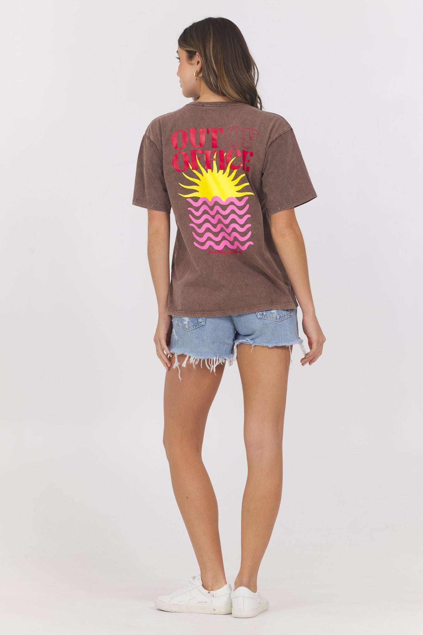 Brown Vintage Havana Washed Graphic Tee Out Of Office