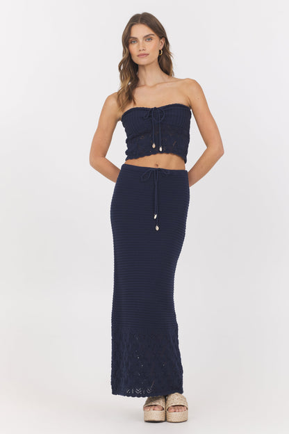 Navy Vintage Havana Navy Crochet Tube Top