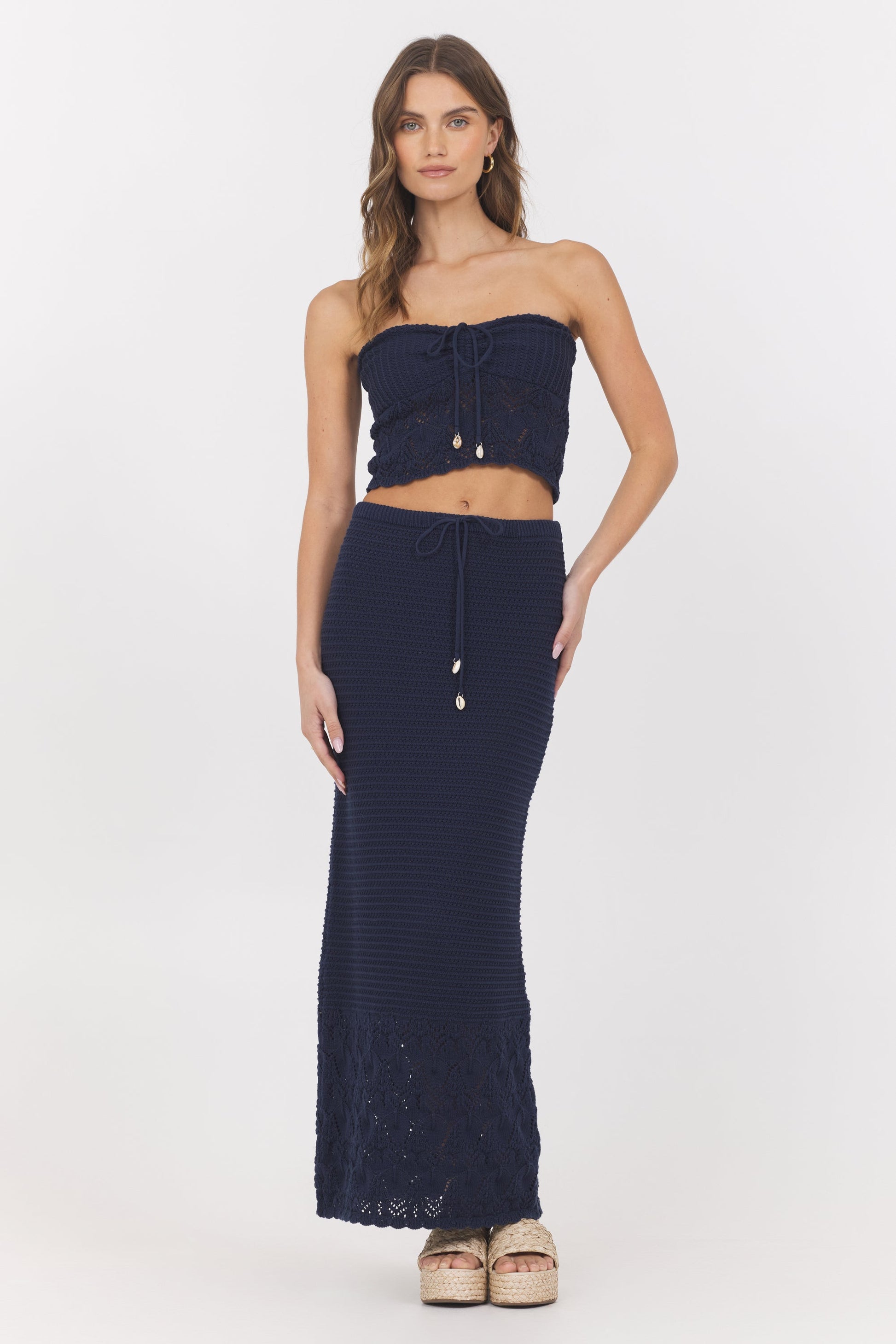 Navy Vintage Havana Navy Crochet Tube Top