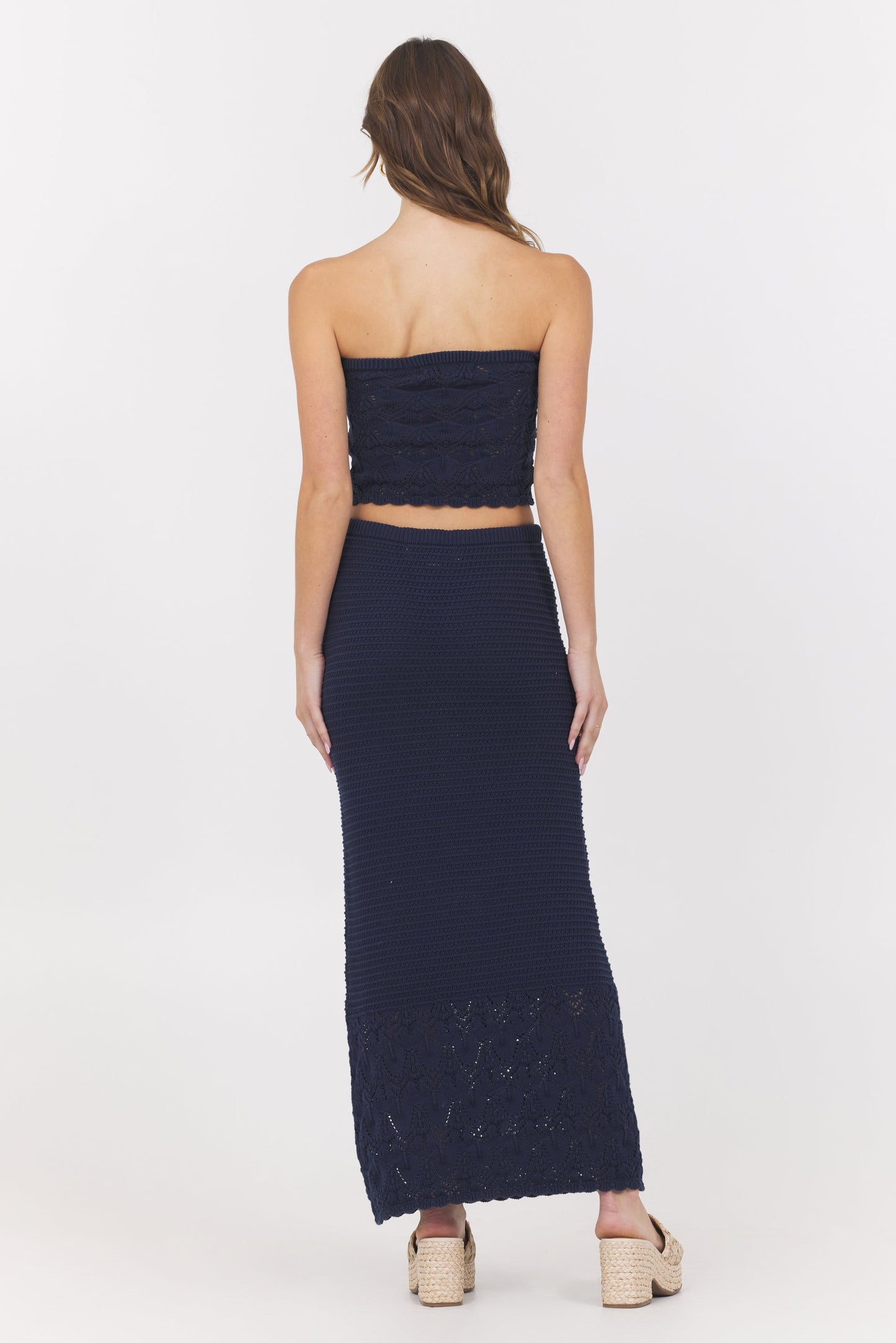 Navy Vintage Havana Navy Crochet Tube Top