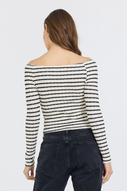 Ivory Vintage Havana Ivory Black Fitted Off The Shoulder Top