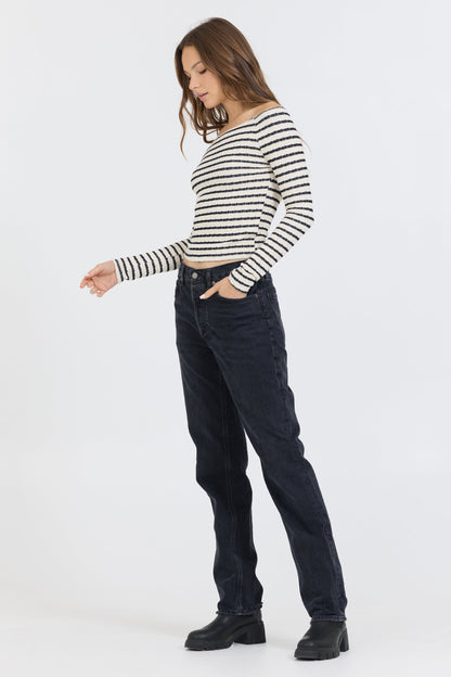 Ivory Vintage Havana Ivory Black Fitted Off The Shoulder Top