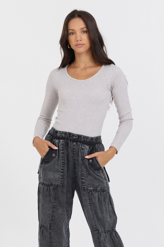 Heather Grey Vintage Havana Heather Grey Seamless Long Sleeve Tee