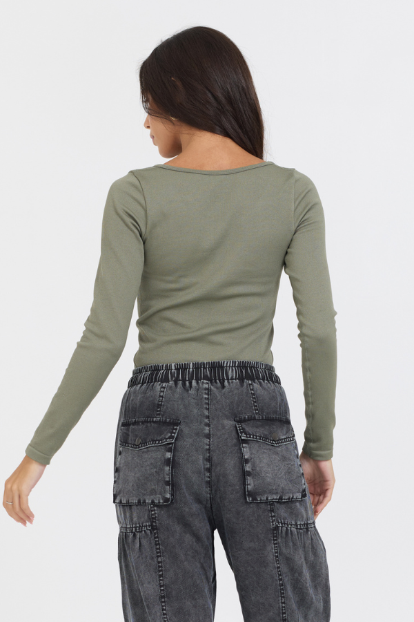 Olive Vintage Havana Olive Seamless Long Sleeve Tee
