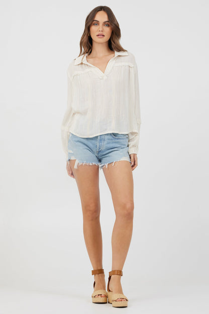 Ivory Vintage Havana Ivory Multi Texture Polo Blouse