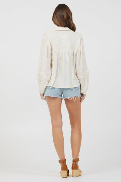 Ivory Vintage Havana Ivory Multi Texture Polo Blouse