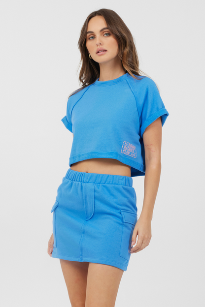 Azure Blue Vintage Havana Azure Blue Fleece Tee w/ Print