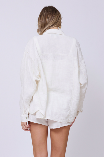 Washed White Vintage Havana Washed White Gauze Button Up