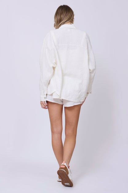Washed White Vintage Havana Washed White Gauze Button Up