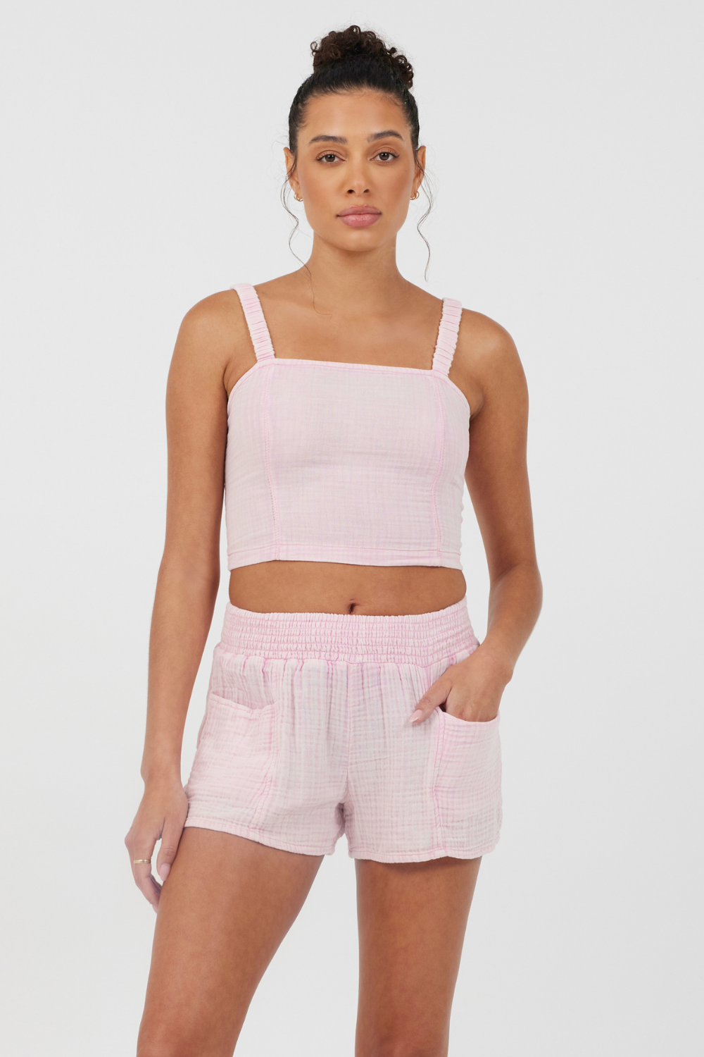 Washed Pink Vintage Havana Washed Pink Gauze Cropped Tank