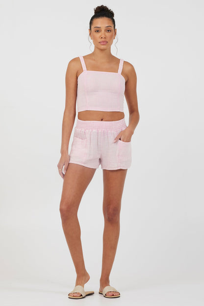 Washed Pink Vintage Havana Washed Pink Gauze Cropped Tank