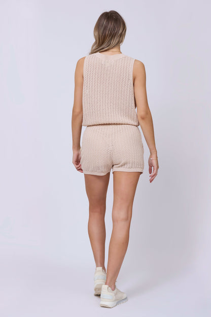 Bali Beige Vintage Havana Bali Beige Open Crochet Tie Tank