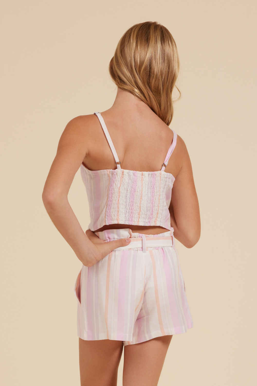Pastel Stripe Vintage Havana Keyhole Crop Top