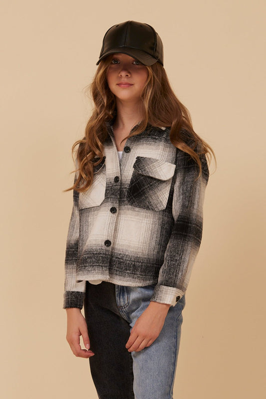 Grey Vintage Havana FLANNEL SHACKET- BLACK