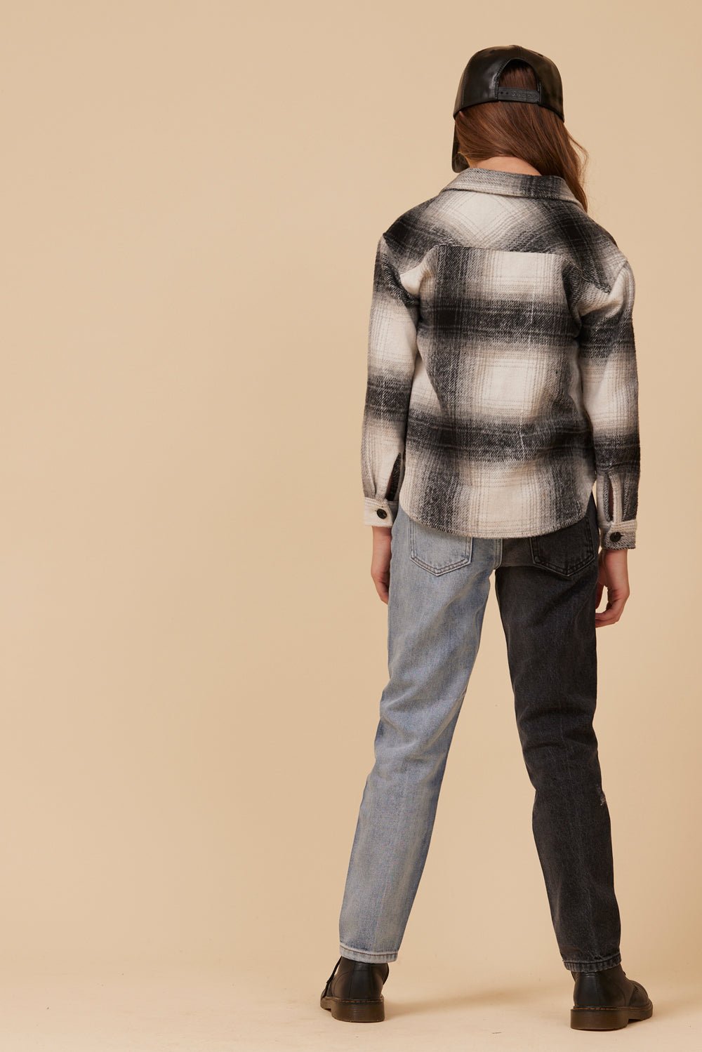 Grey Vintage Havana FLANNEL SHACKET- BLACK